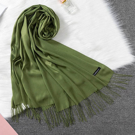 Women Solid Cashmere Shawls Wraps Tassel Scarf - Scarf - RUNMEIFA - Mad Fly Essentials