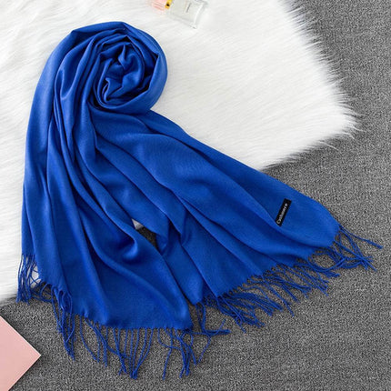 Women Solid Cashmere Shawls Wraps Tassel Scarf - Mad Fly Essentials