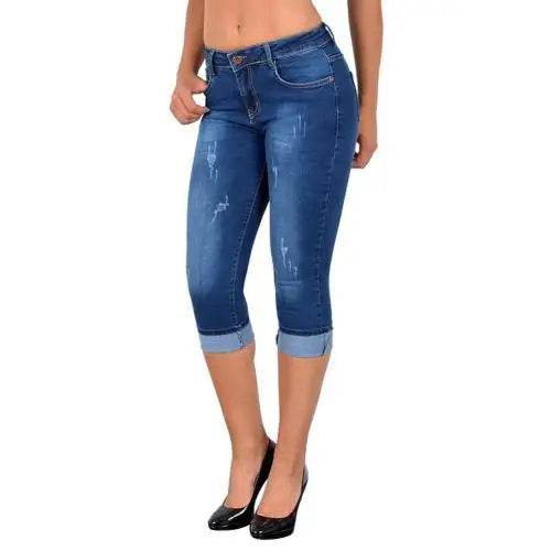 Women Solid High Waist Slim Fit Capri Jeans - Jeans - Okuohao - Mad Fly Essentials