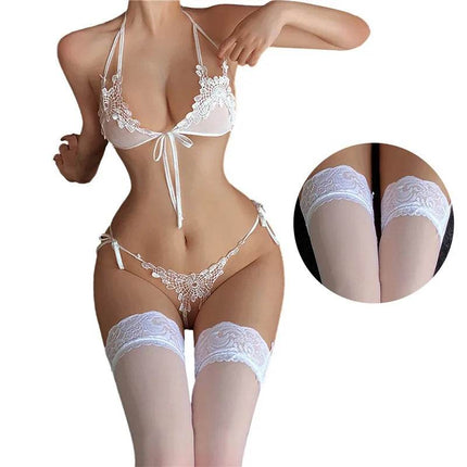 Women Solid Open Lingerie Bra Panties Set - Mad Fly Essentials