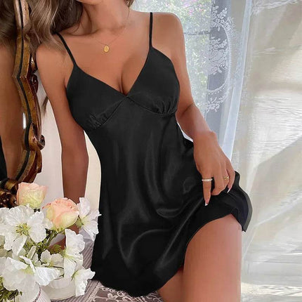 Women Solid Silk Babydoll Nightgown - Mad Fly Essentials