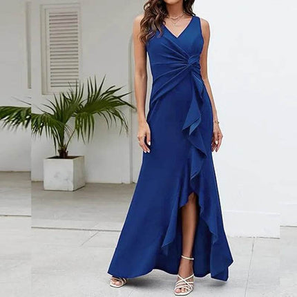 Women Solid Sleeveless Formal Party Maxi Dress - Maxi Dress - GAOKE - Mad Fly Essentials