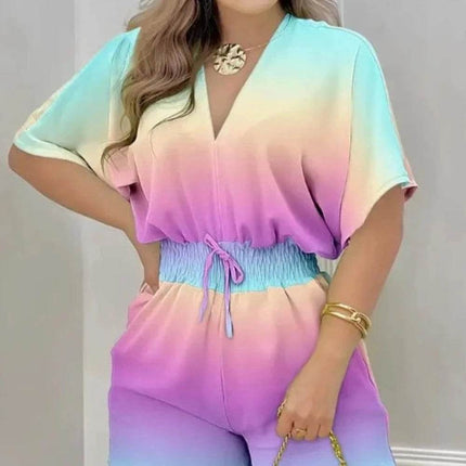 Women Solid V - Neck Summer Jumpsuit Romper - Romper - Ectic - Mad Fly Essentials