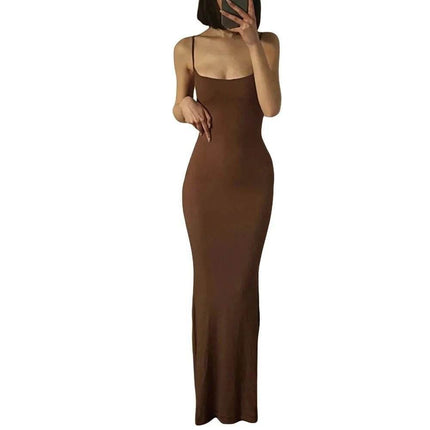 Women Spaghetti Black Purple Bodycon Maxi Dress - Maxi Dress - Lafyira - Mad Fly Essentials