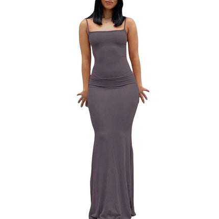 Women Spaghetti Black Purple Bodycon Maxi Dress - Maxi Dress - Lafyira - Mad Fly Essentials