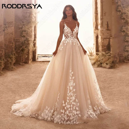 Women Spaghetti Bohemian European Lace Wedding Maxi Dress - Maxi Dress - RODDRSYA - Mad Fly Essentials