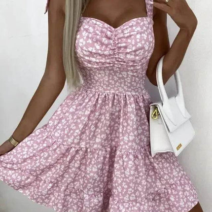 Women Spaghetti Bohemian Floral Skater Mini Dress - Mini Dress - Boho Girl - Mad Fly Essentials