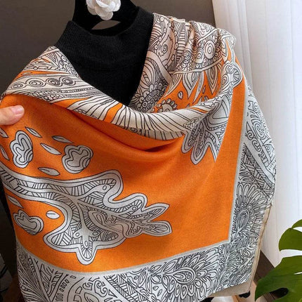 Women Spanish Silk Floral Square Shawl Scarf - Scarf - Kiximire - Mad Fly Essentials