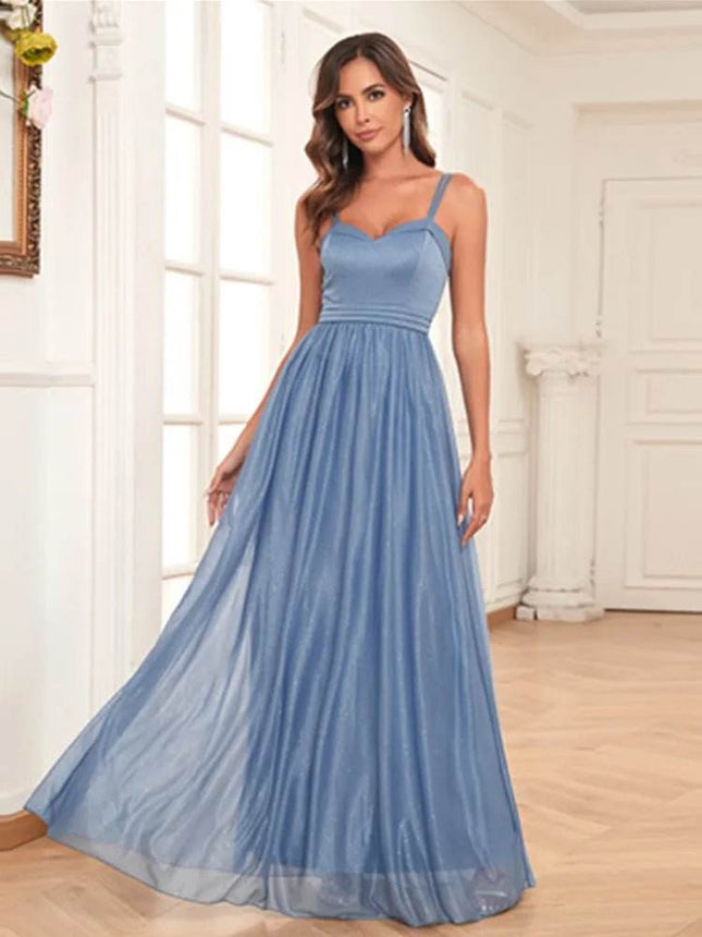 Women Sparkling Blue Party Evening Maxi Dress - Maxi Dress - GAOKE - Mad Fly Essentials