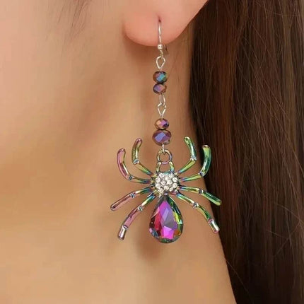 Women Spider Crystal Inlaid Dangle Earrings - Earrings - CCBYX - Mad Fly Essentials