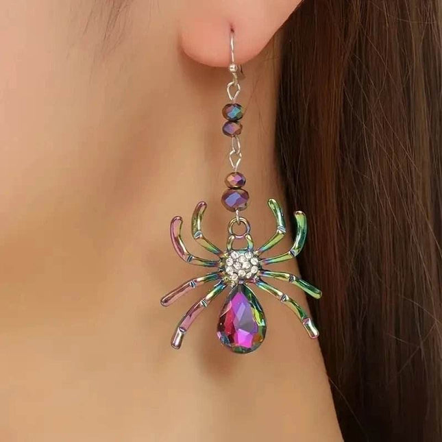 Women Spider Crystal Inlaid Dangle Earrings - Earrings - CCBYX - Mad Fly Essentials