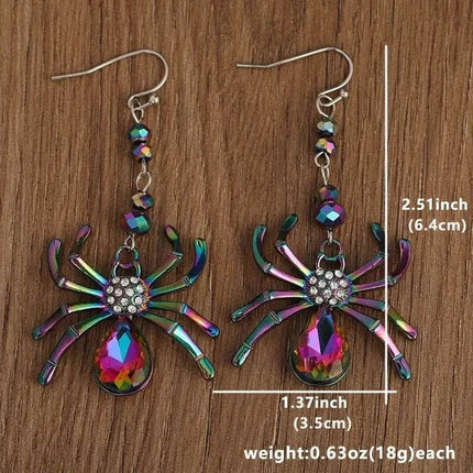 Women Spider Crystal Inlaid Dangle Earrings - Earrings - CCBYX - Mad Fly Essentials
