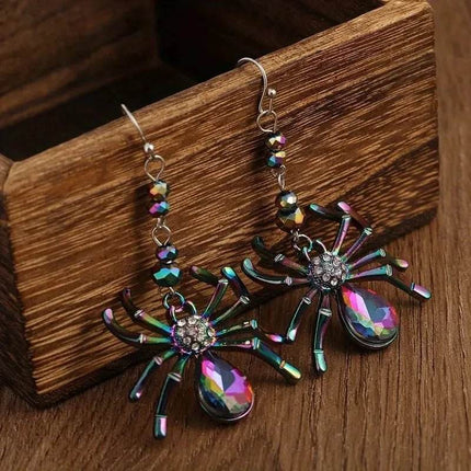 Women Spider Crystal Inlaid Dangle Earrings - Earrings - CCBYX - Mad Fly Essentials