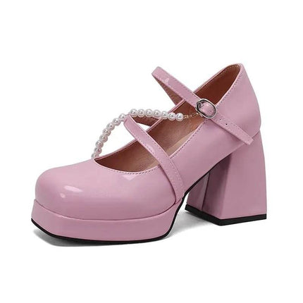 Women Square Toe Chunky Bead Design High Heels - High Heels - ASILETO - Mad Fly Essentials