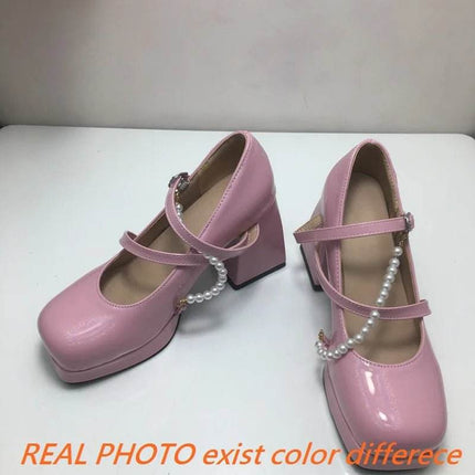 Women Square Toe Chunky Bead Design Heels - Mad Fly Essentials