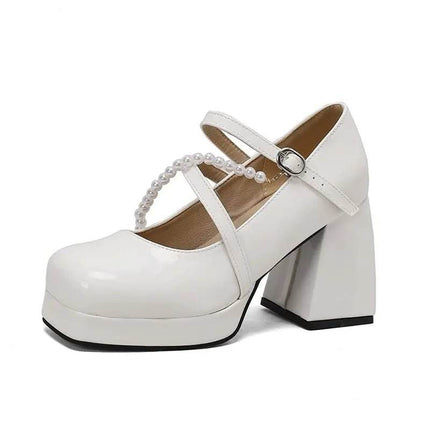 Women Square Toe Chunky Bead Design High Heels - High Heels - ASILETO - Mad Fly Essentials