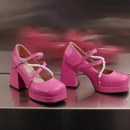 Women Square Toe Chunky Bead Design Heels - Mad Fly Essentials