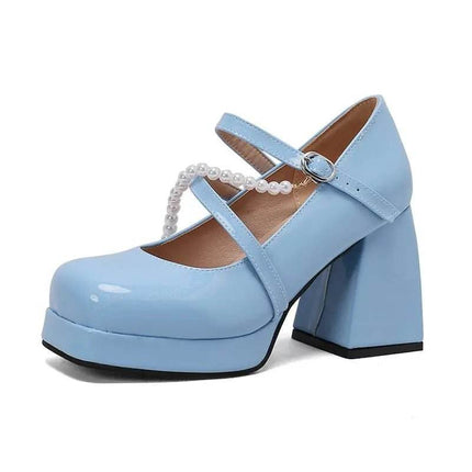 Women Square Toe Chunky Bead Design Heels - Mad Fly Essentials