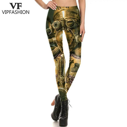 Women Steampunk Elastic 3D Fitness Leggings - Fitness Leggings - Qickitout - Mad Fly Essentials