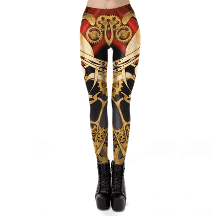 Women Steampunk Elastic 3D Fitness Leggings - Fitness Leggings - Qickitout - Mad Fly Essentials