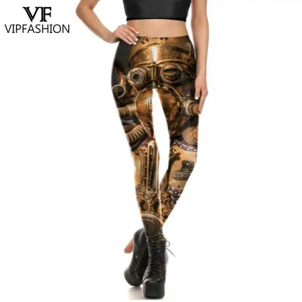 Women Steampunk Elastic 3D Fitness Leggings - Fitness Leggings - Qickitout - Mad Fly Essentials