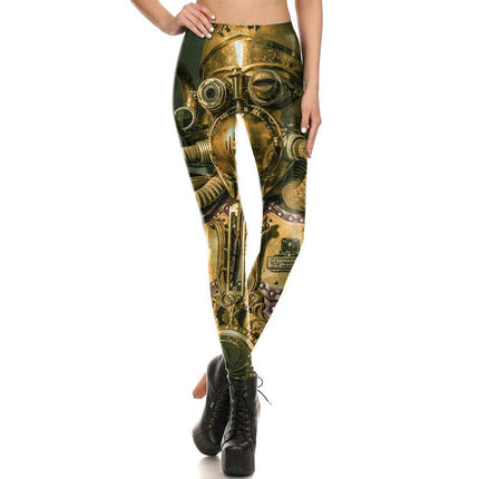 Women Steampunk Elastic 3D Fitness Leggings - Fitness Leggings - Qickitout - Mad Fly Essentials