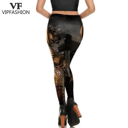 Women Steampunk Elastic 3D Fitness Leggings - Fitness Leggings - Qickitout - Mad Fly Essentials