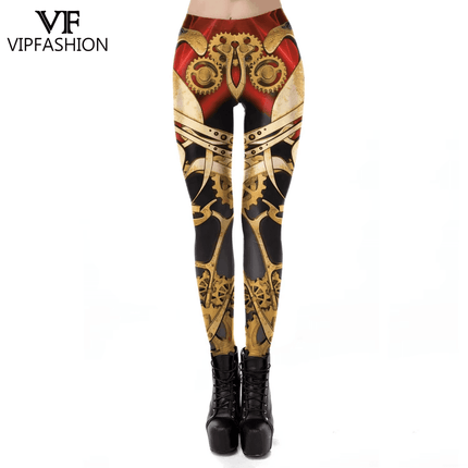 Women Steampunk Elastic 3D Fitness Leggings - Fitness Leggings - Qickitout - Mad Fly Essentials