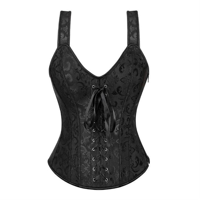 Women Strap Polka Jacquard Gothic Bustier Corset - Corset - ELSVIOS - Mad Fly Essentials