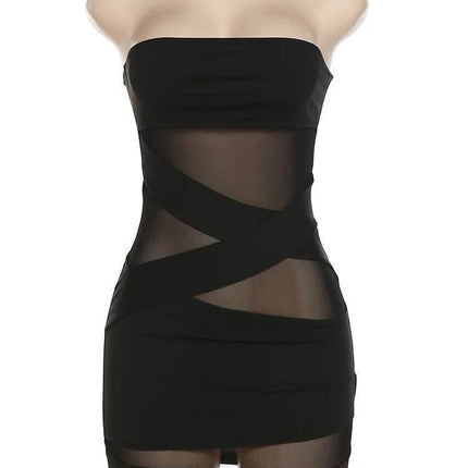 Women Strapless Patchwork Trendy Party Dress - Party Dress - Vamos Todos - Mad Fly Essentials