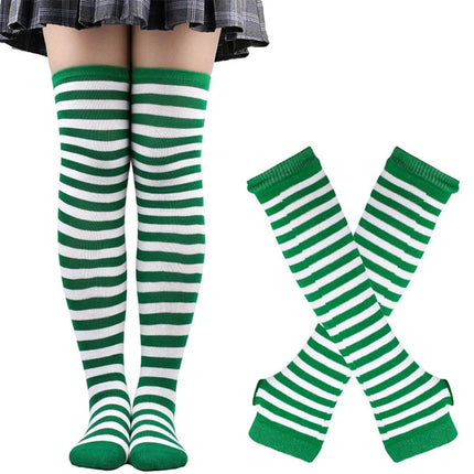 Women Striped Green Knee High Socks - Socks - FCCEXIO - Mad Fly Essentials