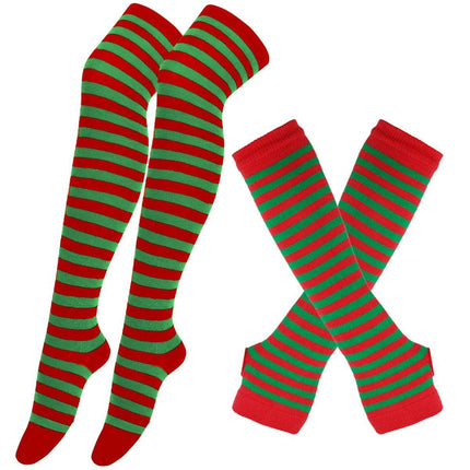 Women Striped Green Knee High Socks - Socks - FCCEXIO - Mad Fly Essentials