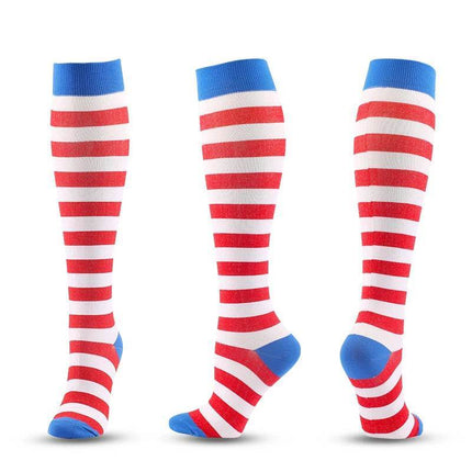Women Striped Red White Blue Compression Socks - Socks - TOB - Mad Fly Essentials