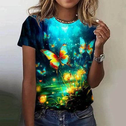 Women Summer 3D Butterfly Floral Shirt - Shirt - Animal Elements - Mad Fly Essentials