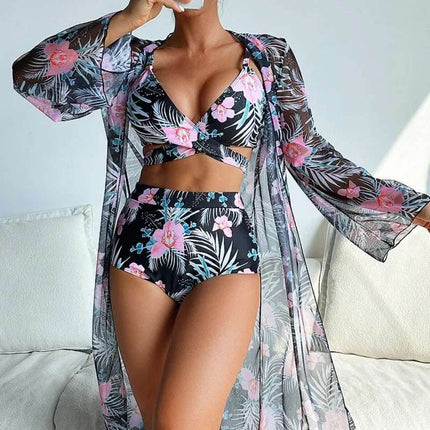 Women Summer 3pc Floral Swimwear Set - Swimwear Set - MUOLUX - Mad Fly Essentials