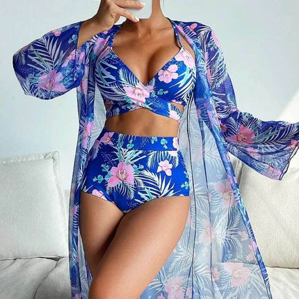Women Summer 3pc Floral Swimwear Set - Swimwear Set - MUOLUX - Mad Fly Essentials