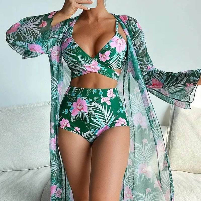 Women Summer 3pc Floral Swimwear Set - Swimwear Set - MUOLUX - Mad Fly Essentials