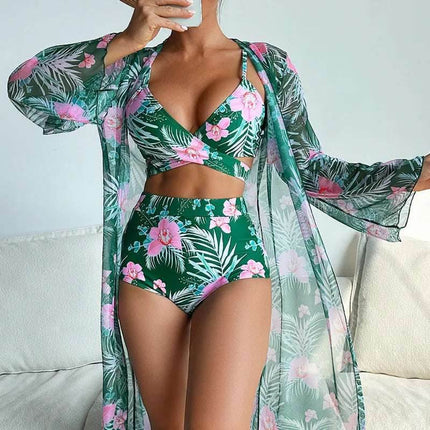 Women Summer 3pc Floral Swimwear Set - Swimwear Set - MUOLUX - Mad Fly Essentials