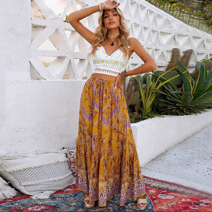 Women Summer Bohemian Long A - Line Holiday Skirt - Skirt - Boho Queens - Mad Fly Essentials