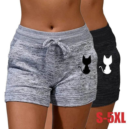 Women Summer Cat Animal Yoga Fitness Shorts - Fitness Shorts - Burlapp - Mad Fly Essentials