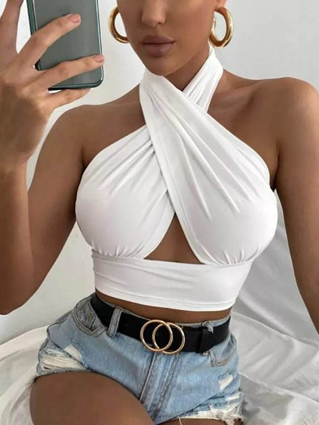 Crop Top Women Summer Cross Halter Top Crop Top Hirigin Mad Fly Essentials