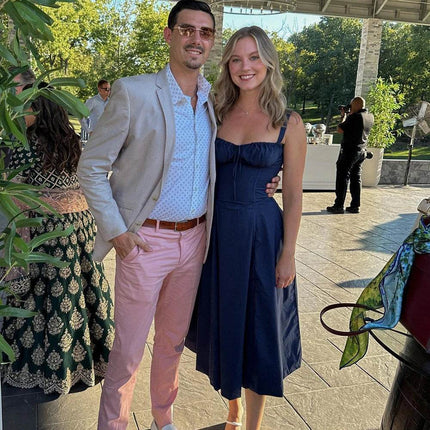 Women Summer Lace Casual Blue Midi Dress - MIDI Dress - Cute Sphere - Mad Fly Essentials