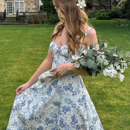 Women Summer Lace Casual Blue Midi Dress - MIDI Dress - Cute Sphere - Mad Fly Essentials