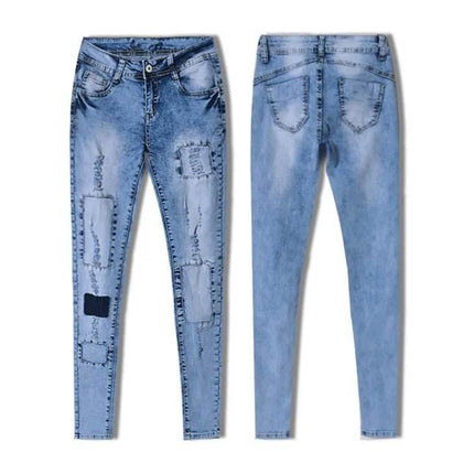 Women Summer Low Waist Patchwork Jeans - Mad Fly Essentials
