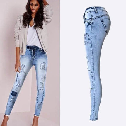 Women Summer Low Waist Patchwork Jeans - Jeans - HoneyGaga - Mad Fly Essentials
