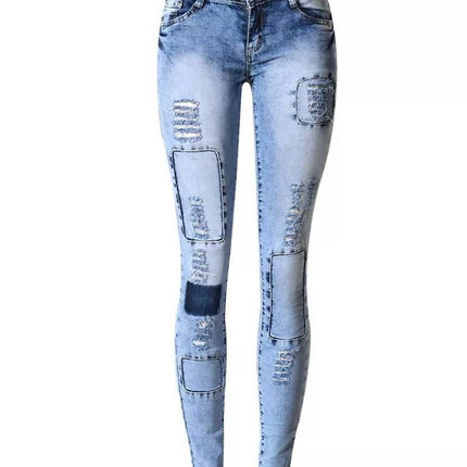 Women Summer Low Waist Patchwork Jeans - Jeans - HoneyGaga - Mad Fly Essentials