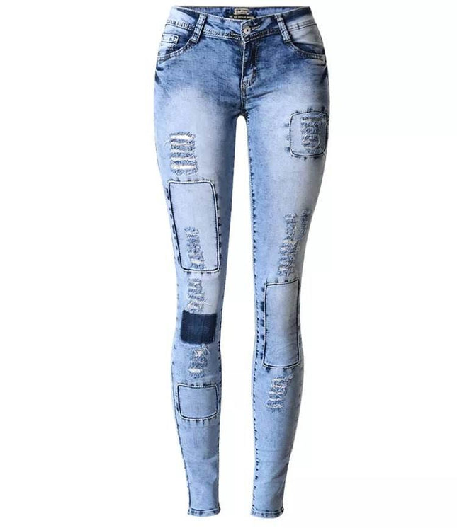 Women Summer Low Waist Patchwork Jeans - Jeans - HoneyGaga - Mad Fly Essentials