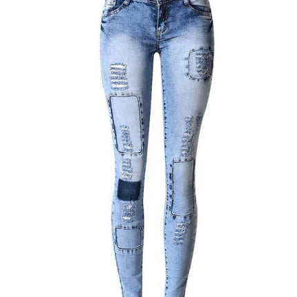 Women Summer Low Waist Patchwork Jeans - Mad Fly Essentials