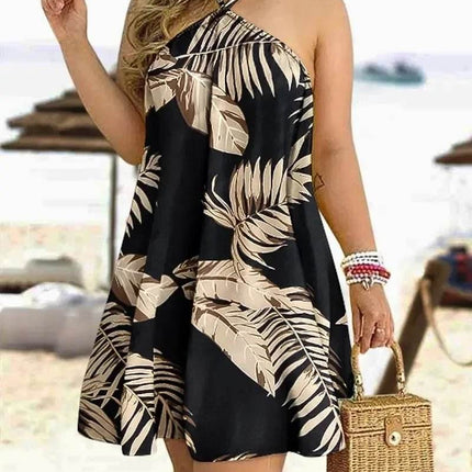 Women Halter Tropical Vacation Strap Mini Party Dress - Party Dress - Organza - Mad Fly Essentials