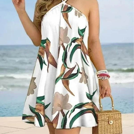 Women Halter Tropical Mini Party Dress - Mad Fly Essentials